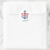 Sticker Rond Ensemble de Mariage monogramme d'ancre nucléaire (Sac)