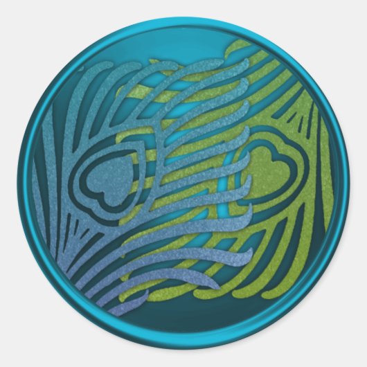 Sticker Rond Ensemble d'enveloppes Peacock Art Déco turquoise 1 (Devant)