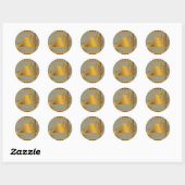 Sticker Rond Ensemble Kokopelli Mesa & Cactus #2 (Feuille)