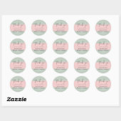 Sticker Rond ENSEMBLE Mariage Script Rose Poudré Sage Budget Ré (Feuille)