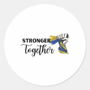 Sticker Rond Ensemble plus forts Je suis avec l'Ukraine Drapeau