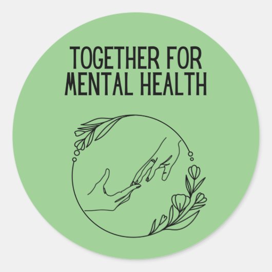 Sticker Rond Ensemble pour la santé mentale (Devant)