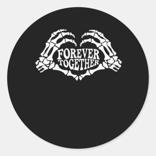 Sticker Rond Ensemble Un Coeur Fait De Squelette Mains Classiqu (Devant)