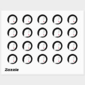 Sticker Rond Enso avec texte kanji "With Love" (Feuille)