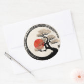 Sticker Rond Enso Circle et Bonsai Tree sur toile (Enveloppe)