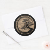 Sticker Rond Enso Zen Circle et Bonsai Tree Gold (Enveloppe)