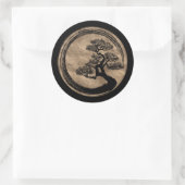 Sticker Rond Enso Zen Circle et Bonsai Tree Gold (Sac)
