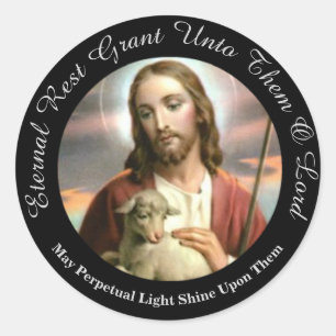 STICKER ROND ENTERREMENT CATHOLIQUE DE SYMPATHIE DE PRIÈRE DE