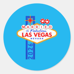 Sticker Rond Enterrement de vie de garçon à Vegas Marié à Vegas