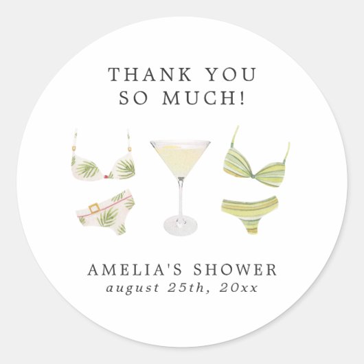 Sticker Rond Enterrement de vie de jeune fille Bikinis & Martin (Devant)