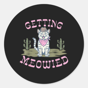 Sticker Rond Enterrement de vie de jeune fille Chat Drôle Meowi