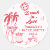 Sticker Rond Enterrement de vie de jeune fille cocktail dessiné (Devant)