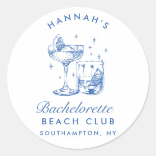 Sticker Rond Enterrement de vie de jeune fille Cocktail Rétro M