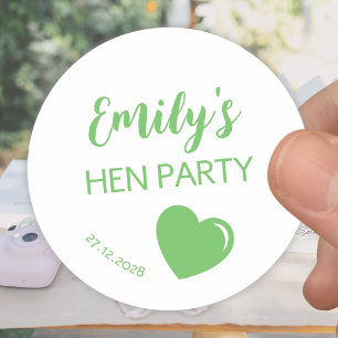 Sticker Rond Enterrement de vie de jeune fille Cœur Vert
