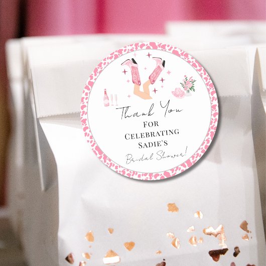 Sticker Rond Enterrement de vie de jeune fille Cowboy Boots & B