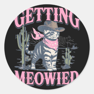 Sticker Rond Enterrement de vie de jeune fille Cowgirl en train