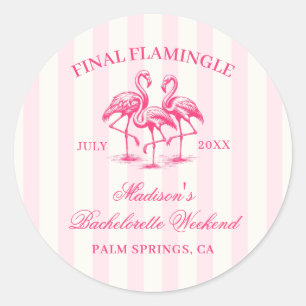 Sticker Rond Enterrement de vie de jeune fille Flamingle Rose r