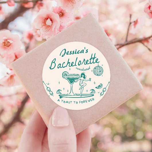 Sticker Rond Enterrement de vie de jeune fille funky fantaisist