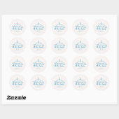 Sticker Rond Enterrement de vie de jeune fille Moderne Bleu Scr (Feuille)