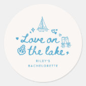 Sticker Rond Enterrement de vie de jeune fille Moderne Bleu Scr (Devant)