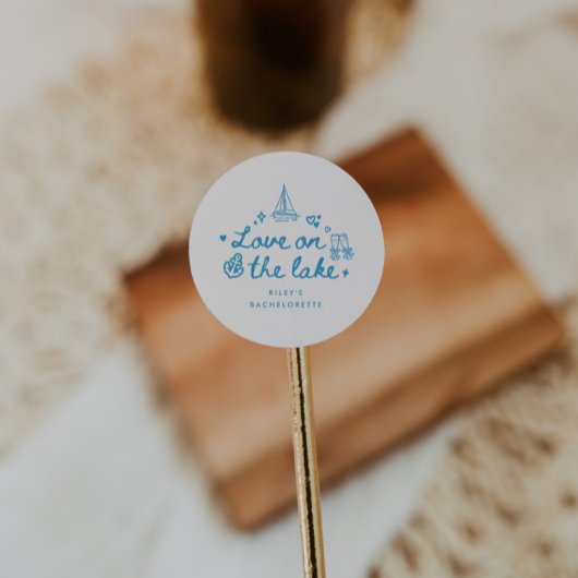 Sticker Rond Enterrement de vie de jeune fille Moderne Bleu Scr