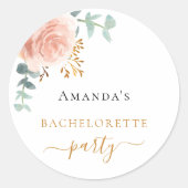 Sticker Rond Enterrement de vie de jeune fille rose or floral e (Devant)