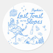 Sticker Rond Enterrement de vie de jeune fille Ski : Dernière t (Devant)