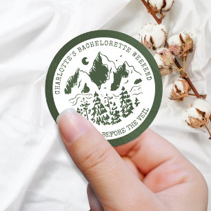 Sticker Rond Enterrement de vie de jeune fille week-end camping