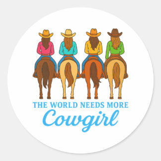 Sticker Rond Enterrement de Vie de Jeune Fille Western Cowgirls