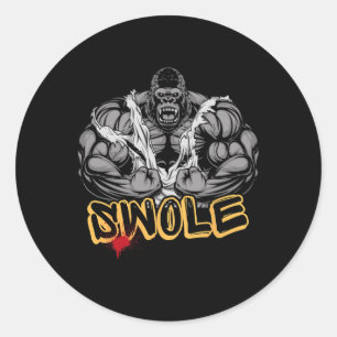 Sticker Rond Entraînement de musculation intense en mode gorill