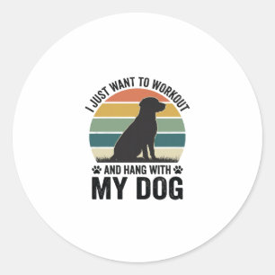 Sticker Rond Entraînement et détente avec mon chien Vintage ama