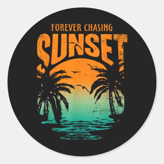 Sticker Rond Entraînement Éternelle Poursuite du Coucher du Sol (Devant)