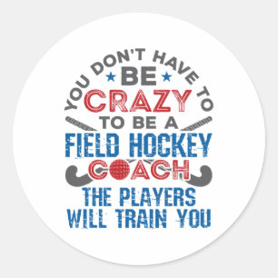 Sticker Rond Entraîneur de hockey sur gazon drôle (1)