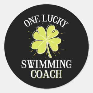 Sticker Rond Entraîneur de natation Lucky Jour de la Saint Patr