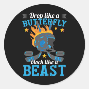 Sticker Rond Entraîneur du joueur de hockey amusant de hockey s