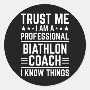 Sticker Rond Entraîneur professionnel de biathlon Funny Coach d
