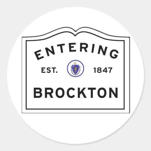 Sticker Rond Entrée de la ville de Brockton MA (Devant)