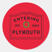 Sticker Rond Entrée Plymouth, MA Holiday Wreath (Devant)