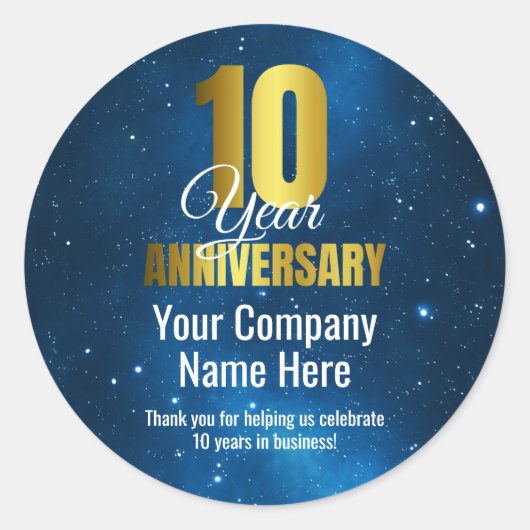 Sticker Rond Entreprise 10 ans d'affaires (Devant)