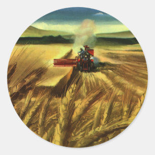 Sticker Rond Entreprise agricole vintage, culture de blé