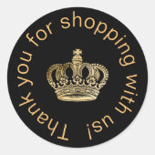 Sticker Rond Entreprise de couronne d'or noir merci (Devant)