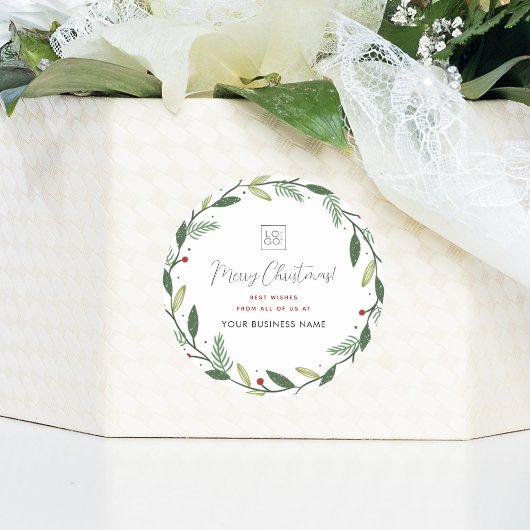 Sticker Rond Entreprise de couronnes de Noël Ajouter un logo de