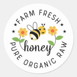 Sticker Rond Entreprise de lettrage amusant de miel frais de fe