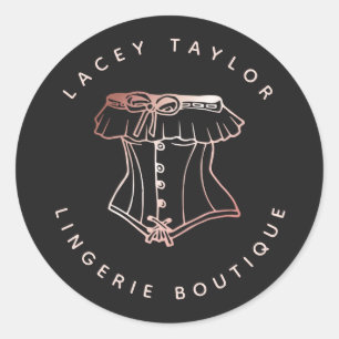 Sticker Rond Entreprise de lingerie de luxe Logo Corset Vintage