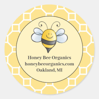 Sticker Rond Entreprise de miel de bourdon mignon jaune