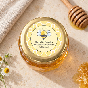 Sticker Rond Entreprise de miel de bourdon mignon jaune
