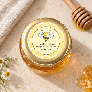 Sticker Rond Entreprise de miel de bourdon mignon jaune
