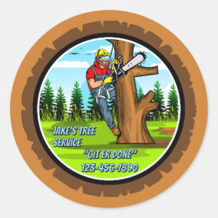 Sticker Rond Entreprise de service d'abattage d'arbres personna
