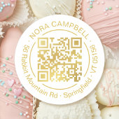Sticker Rond Entreprise Gold QR Code Nom Adresse Promotionnelle