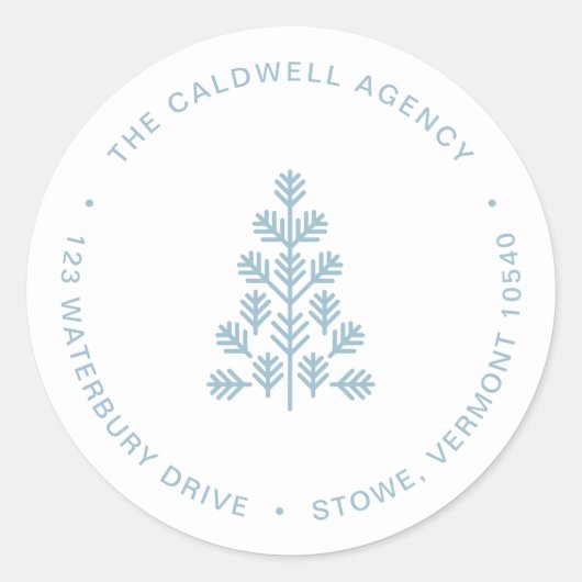 Sticker Rond Entreprise Holiday Tree Dusty Blue Adresse (Devant)
